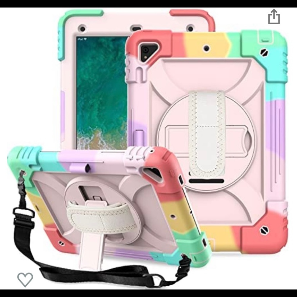 Kids Shockproof Case with Pencil Holder/360 Rotating Stand/Hand Strap for iPad🍬